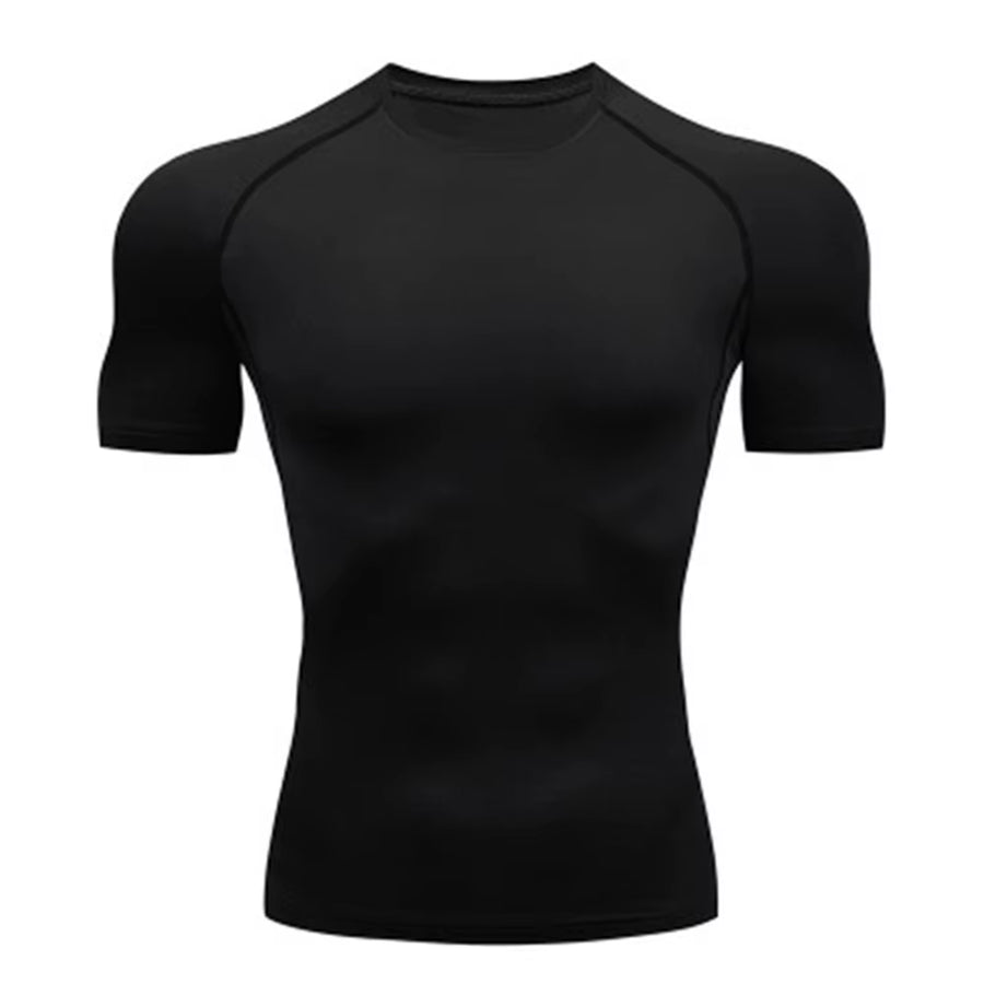 Compression Shirt Summer Men'S T-Shirt White Short Sleeve Breathable Quick Dry Fitness Top Sports Long Sleeve Compression Shirt