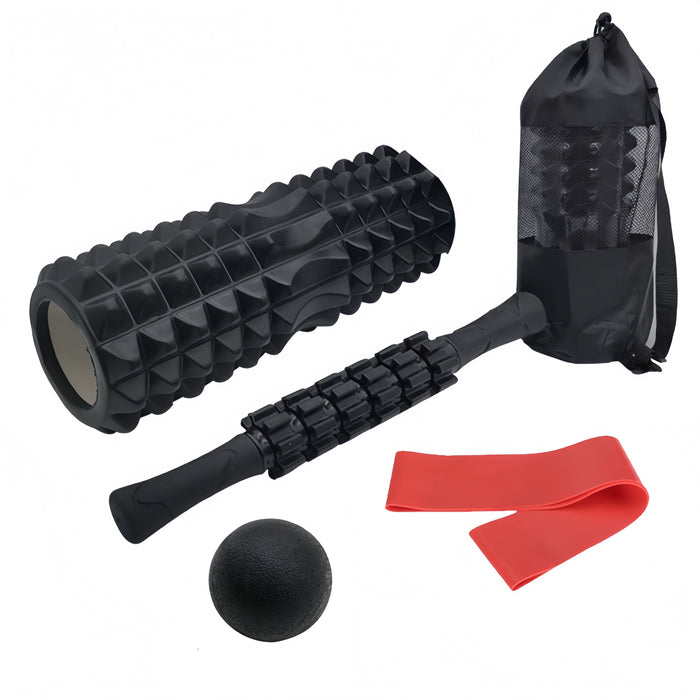 5-in-1 Foam Roller Massage Set – Deep Tissue Recovery Kit with Muscle Roller, Massage Stick, Massage Ball, Resistance Band & Carry Bag