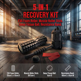 5-in-1 Foam Roller Massage Set – Deep Tissue Recovery Kit with Muscle Roller, Massage Stick, Massage Ball, Resistance Band & Carry Bag